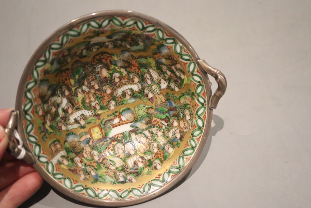 A Japanese kulaui silver mounted dish